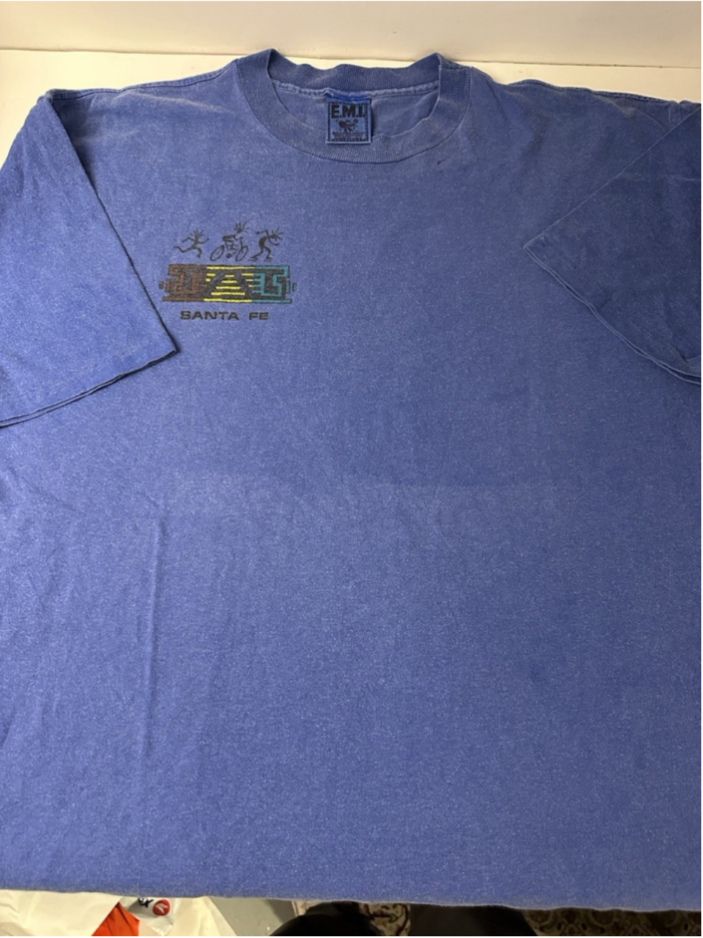 Vintage Lifes Short Play Hard Santa Fe T Shirt Mens XL Blue Southwestern Outdoor